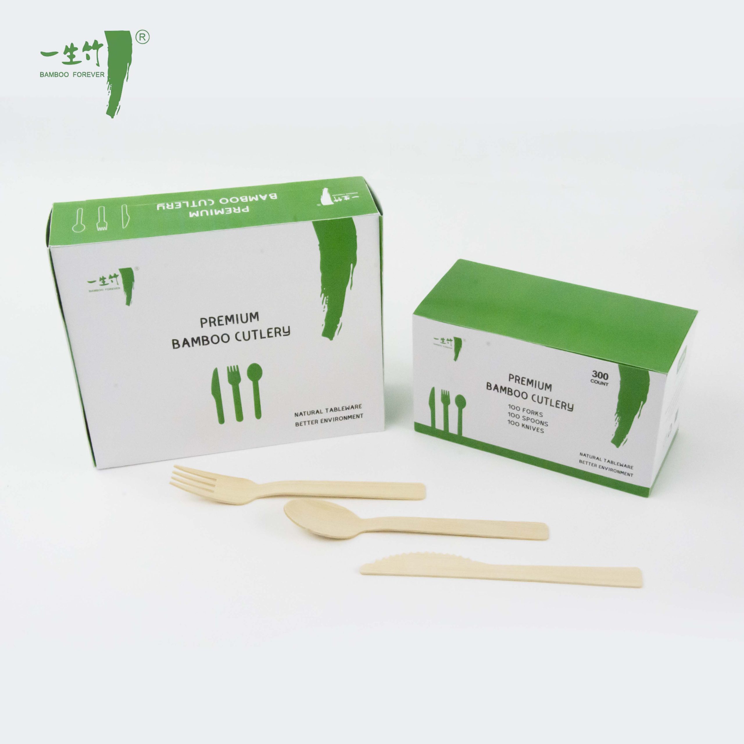 Customized Packaging Box Biodegradable Bamboo Cutlery Disposable