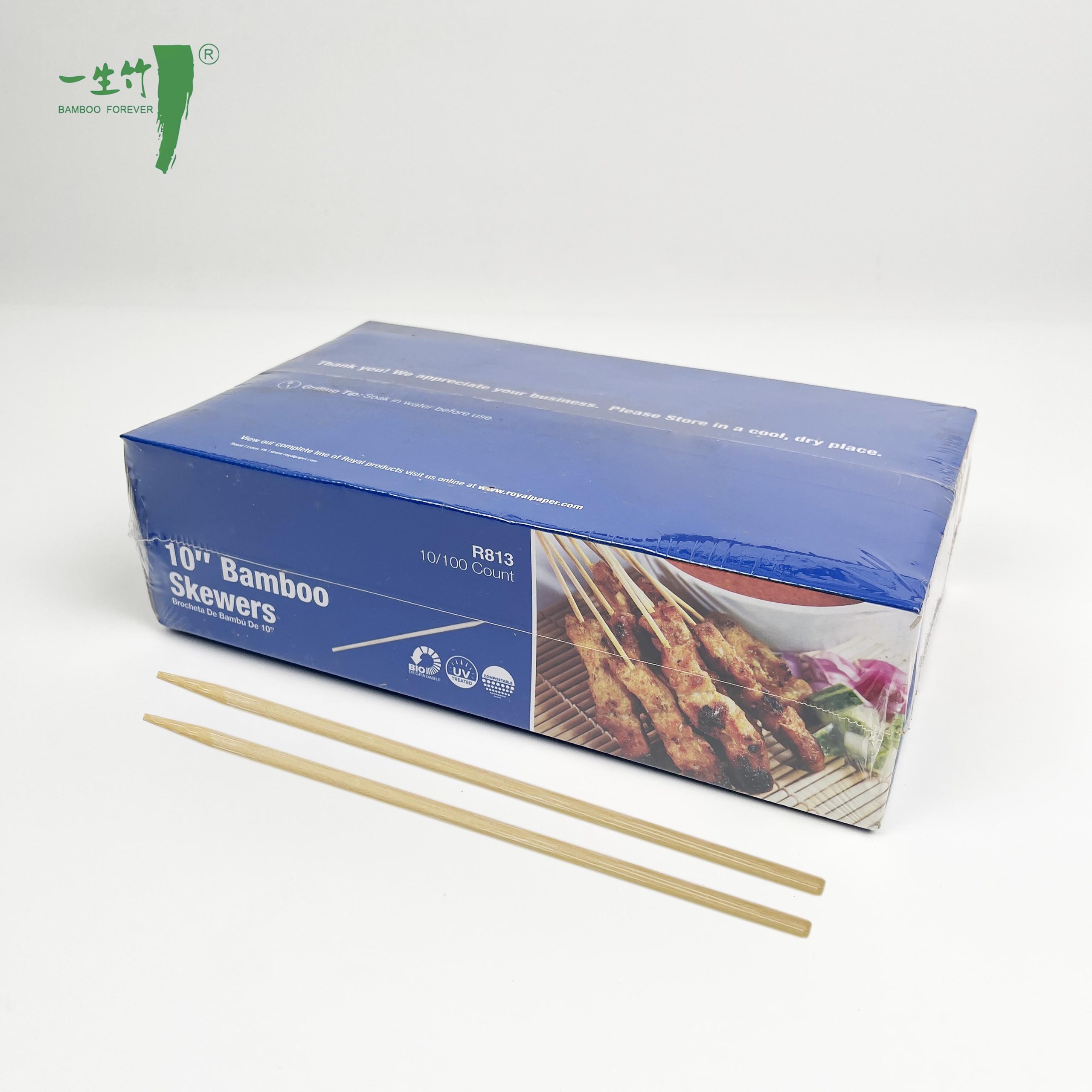 Natural Material Disposable BBQ Bamboo Skewers with Paper Box Wrapped