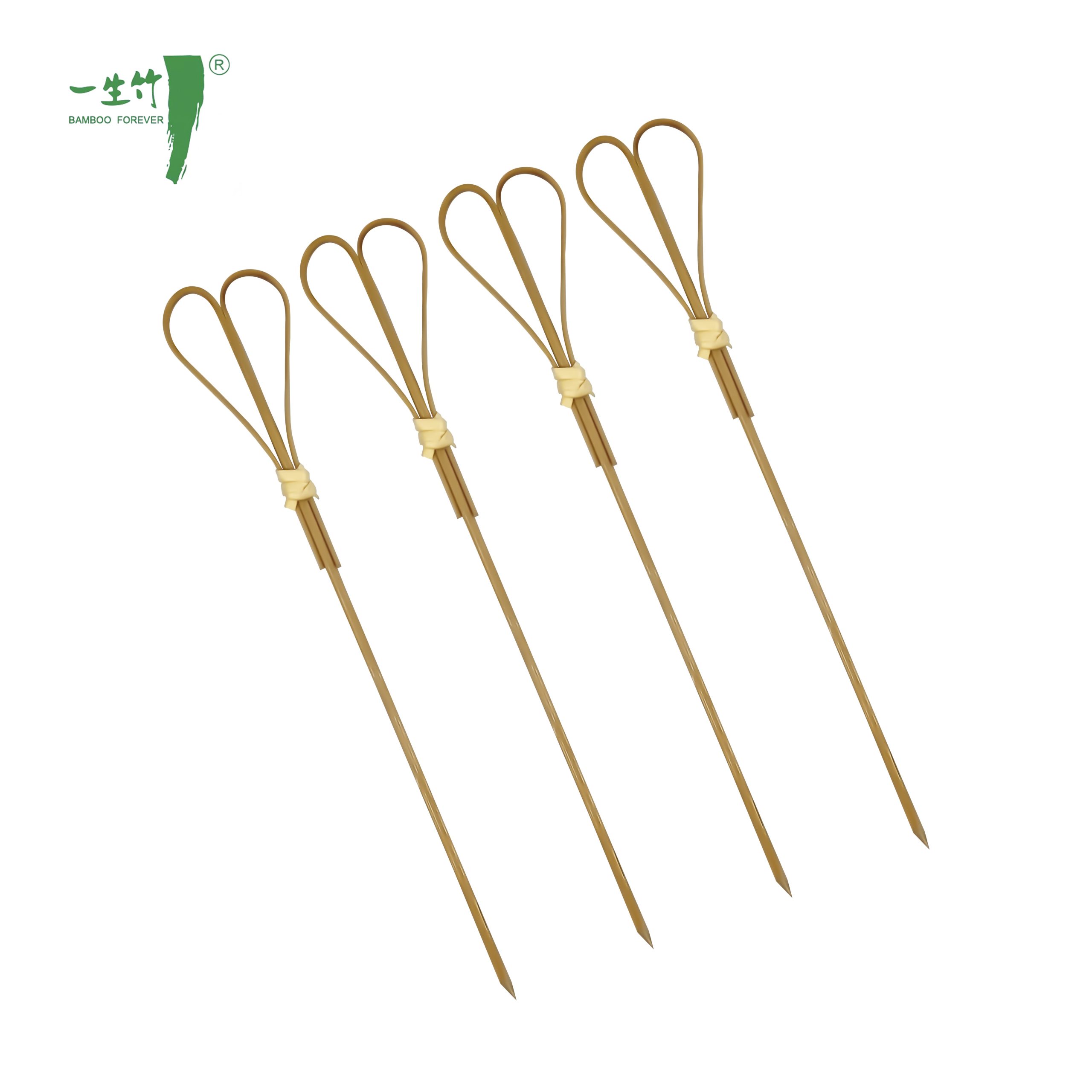 Bar Cocktail Fruit Sticks Bamboo Knotted String Barbeque Twisted Sticks Bamboo Heart Skewer