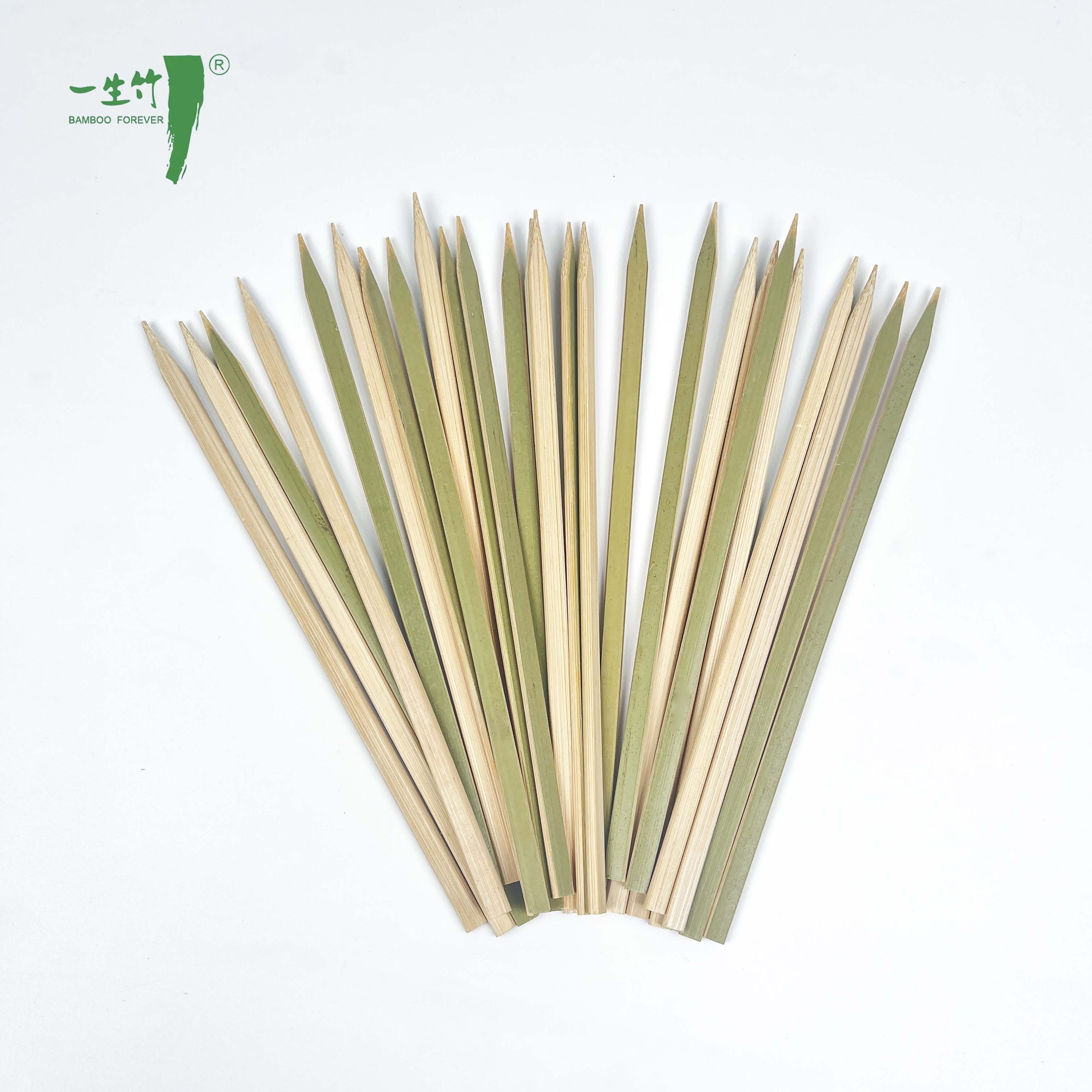 Wholesale China Factory BBQ Skewers Bamboo Food Sticks Disposable Flat Skewers